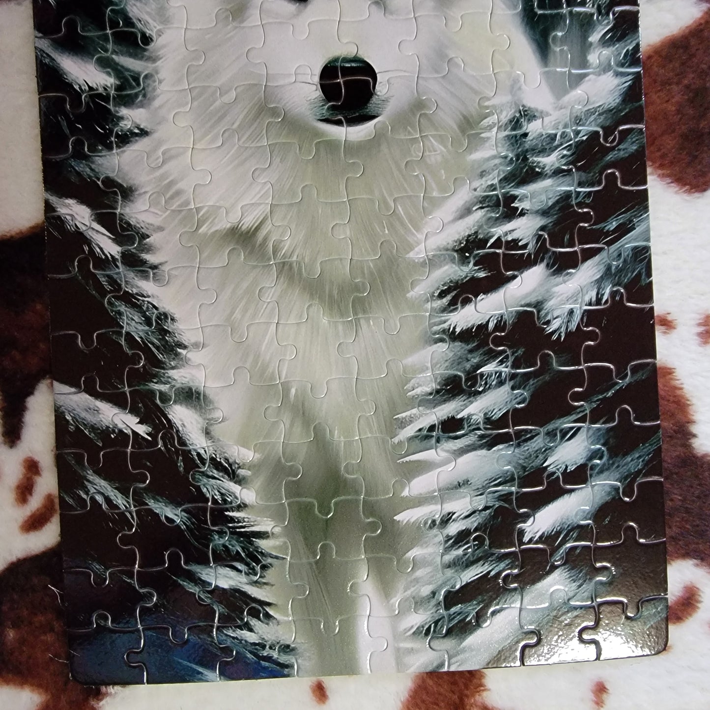 Snowy Wolf 120 PC Handmade Jigsaw Puzzle