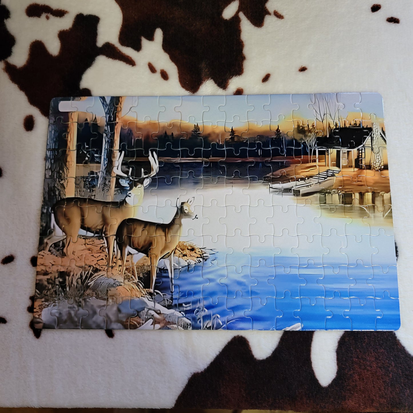 Deer On The Lake 120 PC Handmade Jigsaw Puzzle