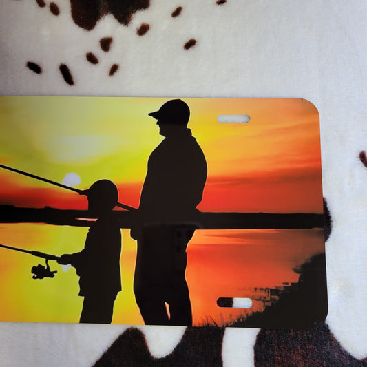 Fishing Father Son Custom Handmade Car Tag License Plate