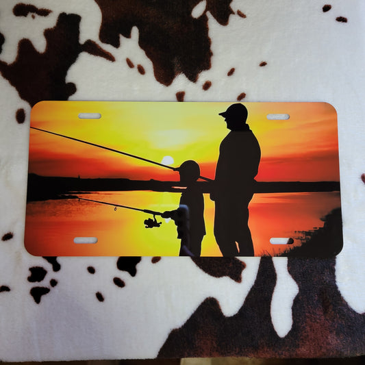 Fishing Father Son Custom Handmade Car Tag License Plate