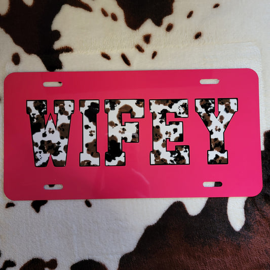 Wifey Cow Print Custom Car Tag License Plate