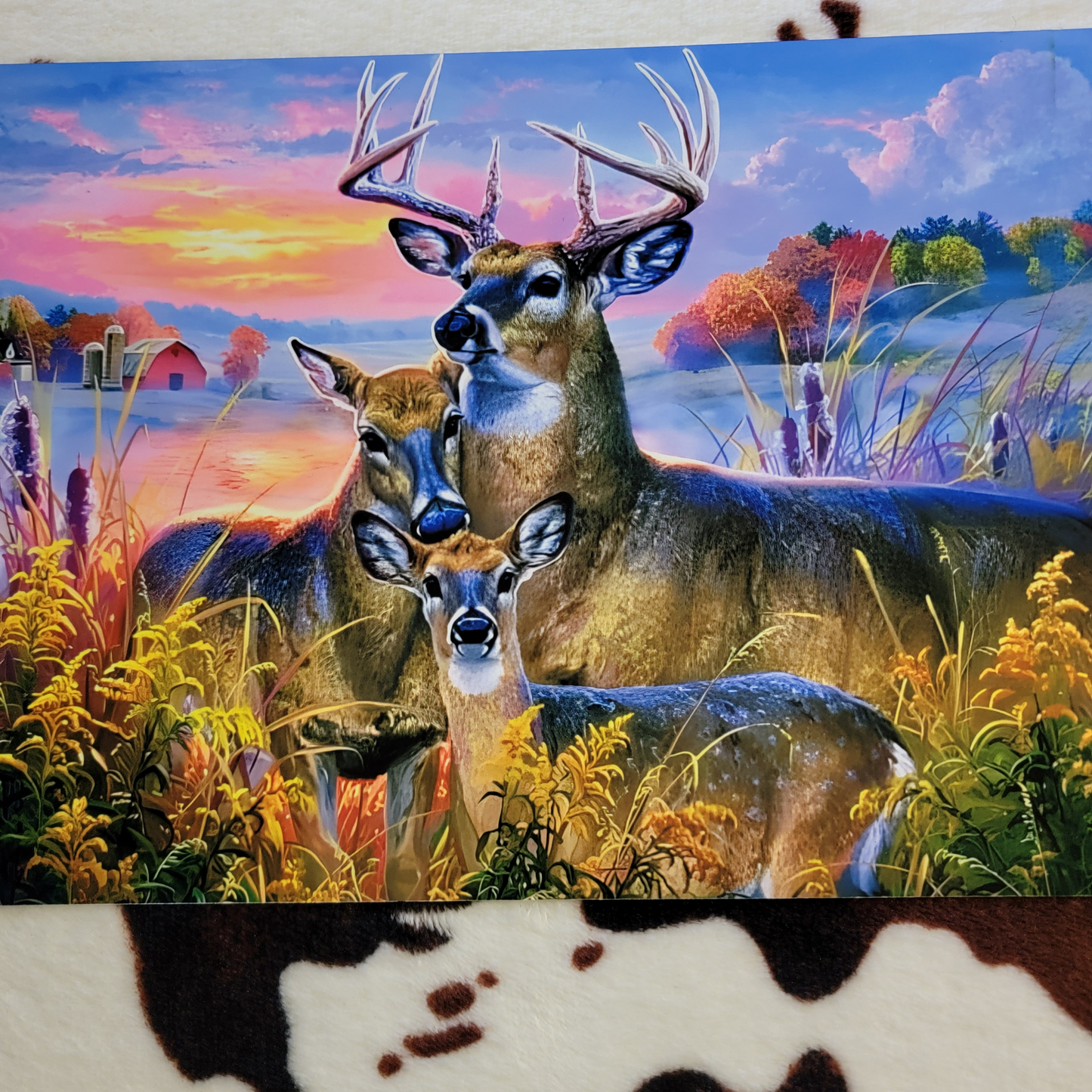 Deer Sunset Metal Sign
