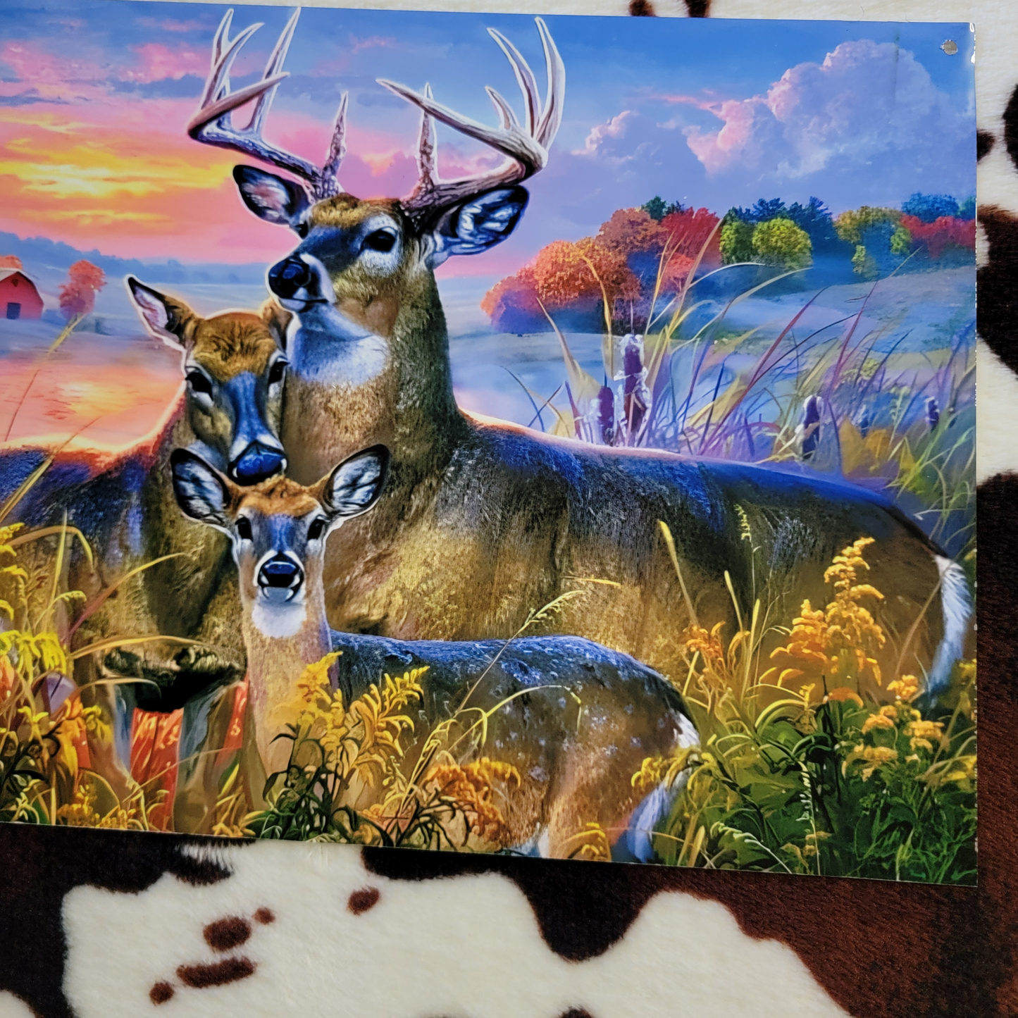 Deer Sunset Metal Sign