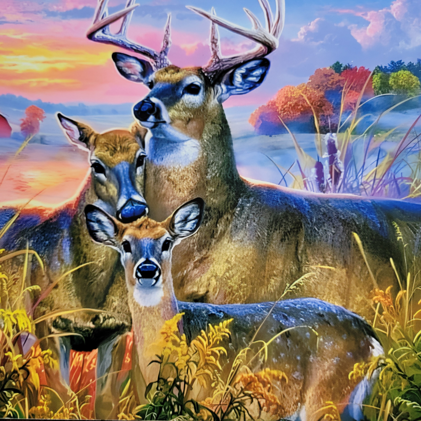 Deer Sunset Metal Sign