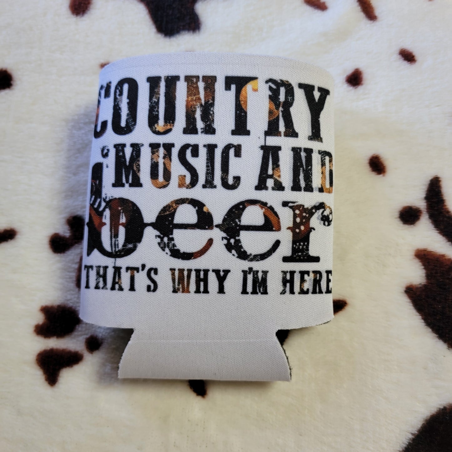 Country Music and Beer Can Cooler Drink Koozie