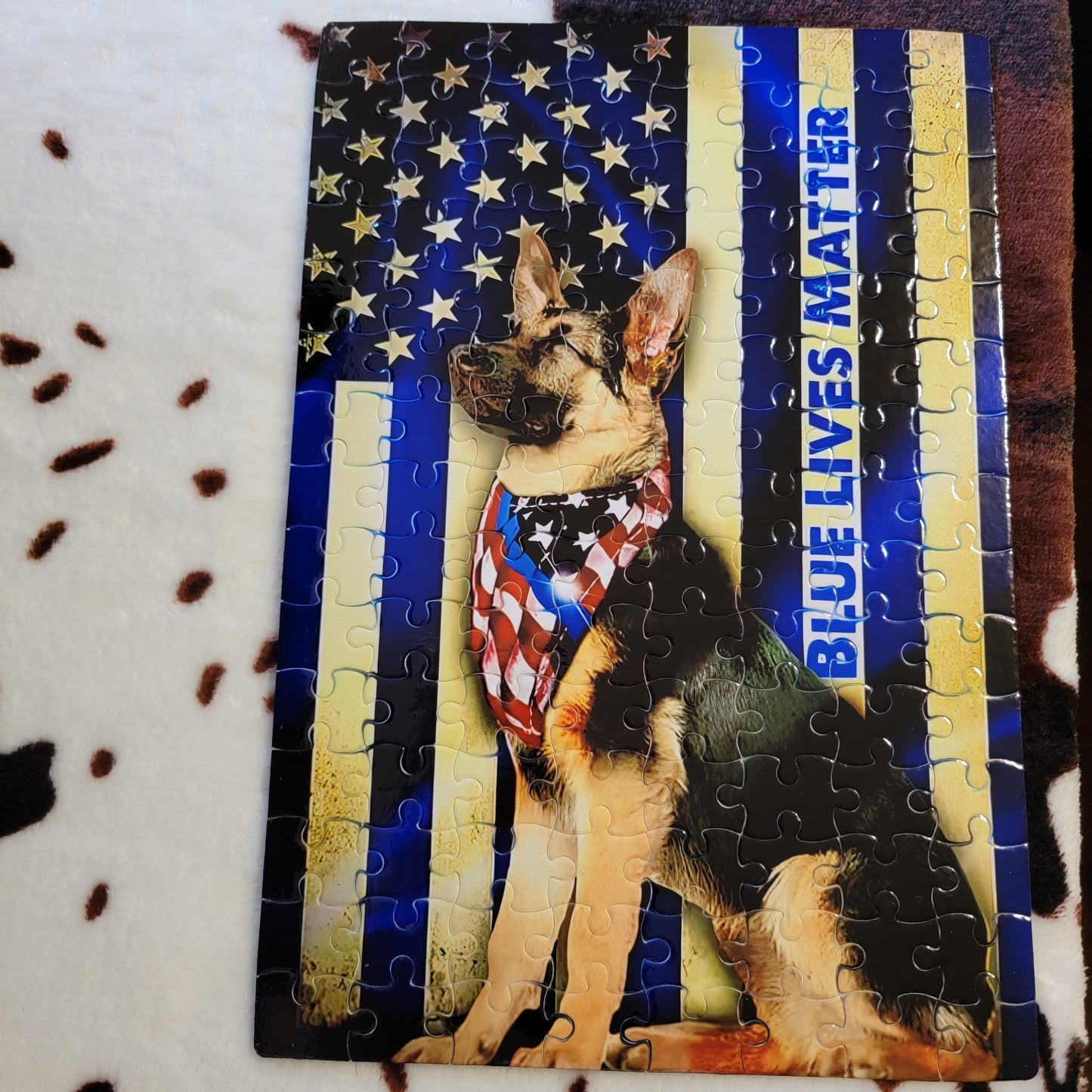 German Shepherd Police Flag 120 PC Handmade Jigsaw Puzzle