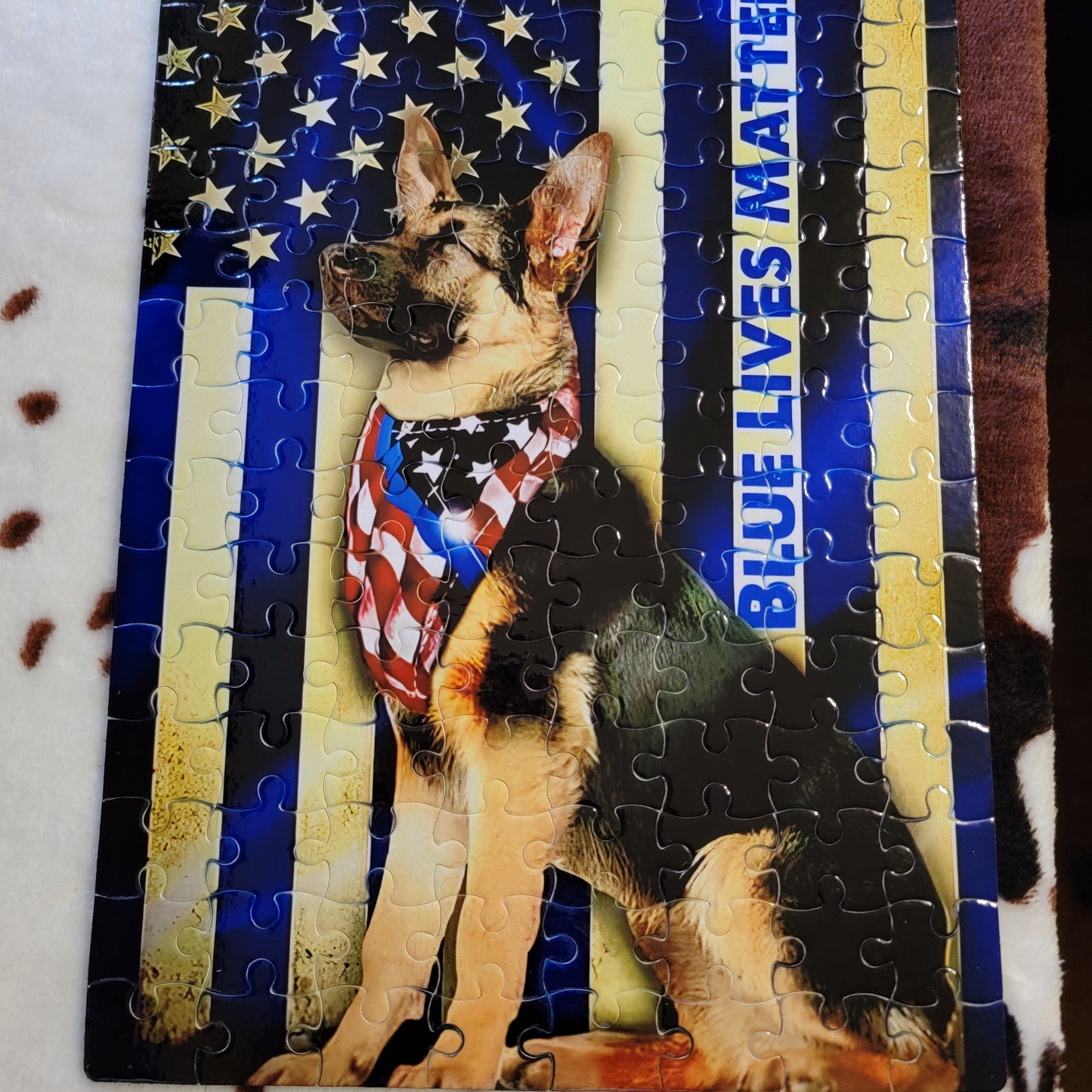 German Shepherd Police Flag 120 PC Handmade Jigsaw Puzzle
