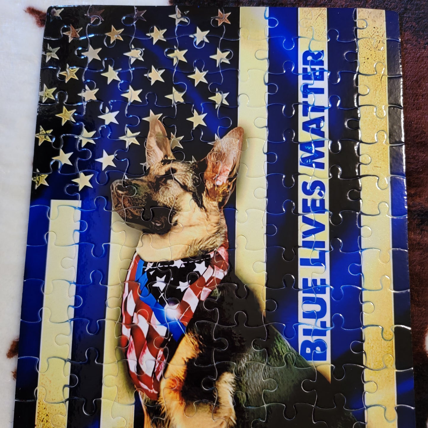 German Shepherd Police Flag 120 PC Handmade Jigsaw Puzzle