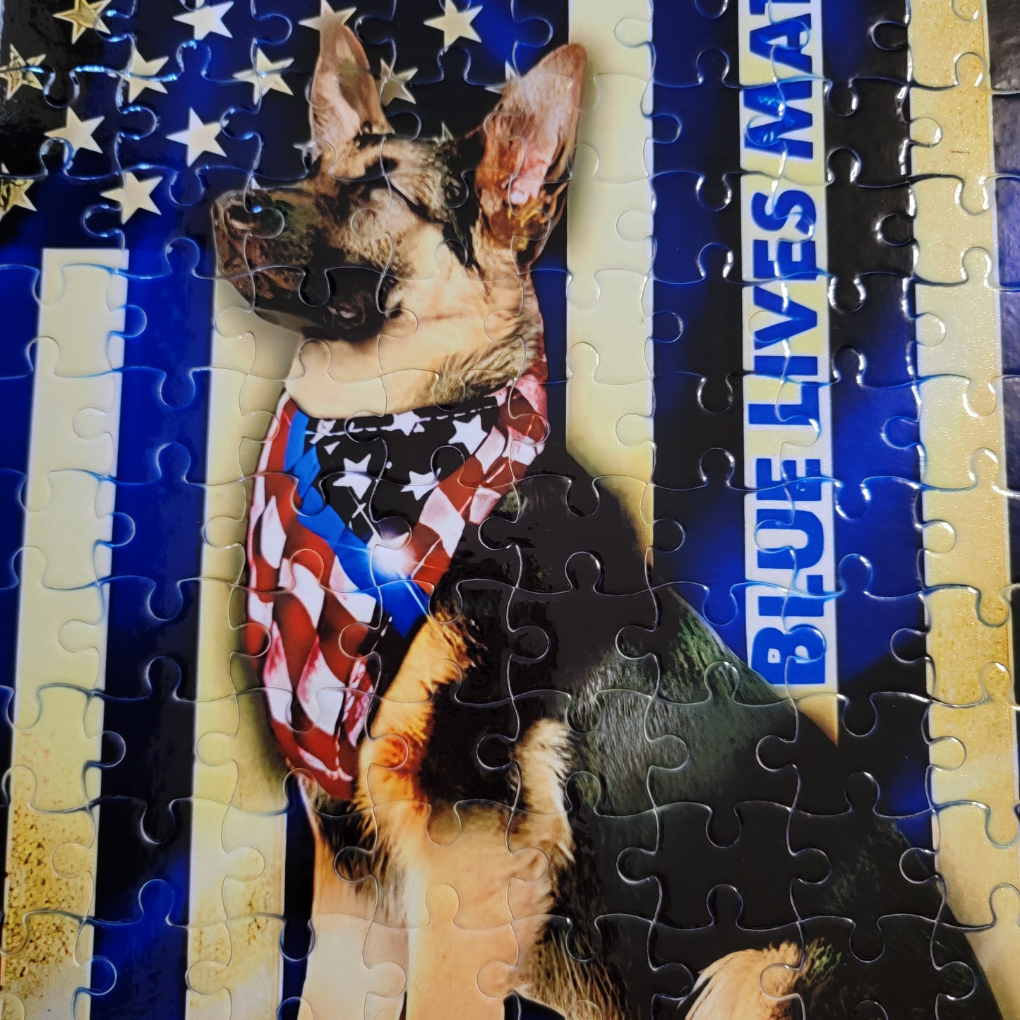 German Shepherd Police Flag 120 PC Handmade Jigsaw Puzzle