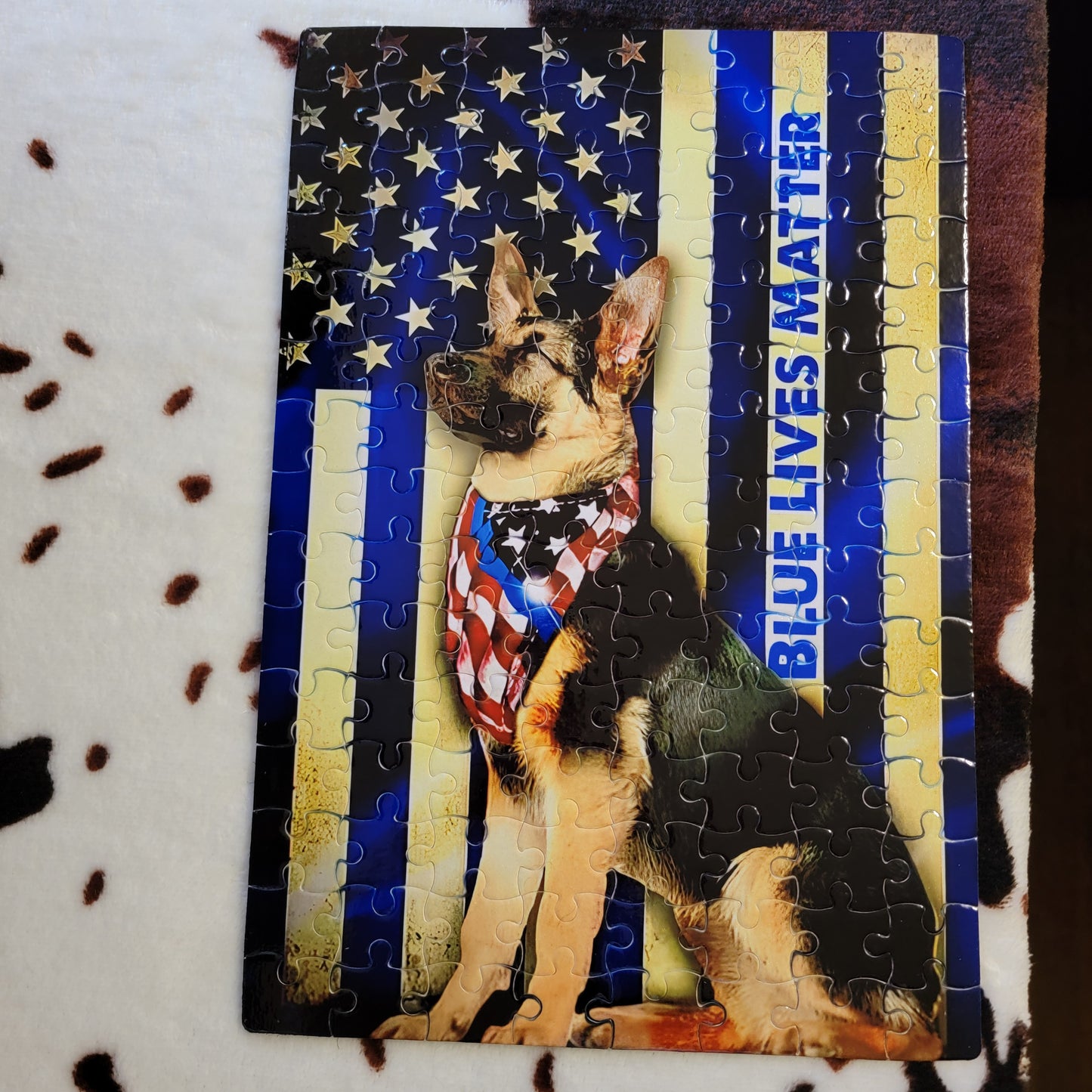 German Shepherd Police Flag 120 PC Handmade Jigsaw Puzzle