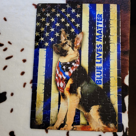 German Shepherd Police Flag 120 PC Handmade Jigsaw Puzzle