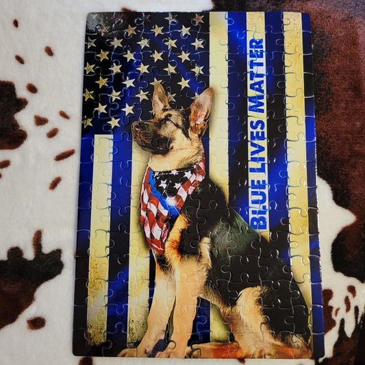 German Shepherd Police Flag 120 PC Handmade Jigsaw Puzzle