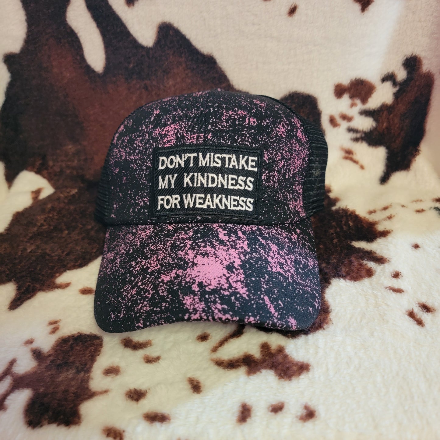 My Kindness Black Criss Cross Ponytail Patch Hat