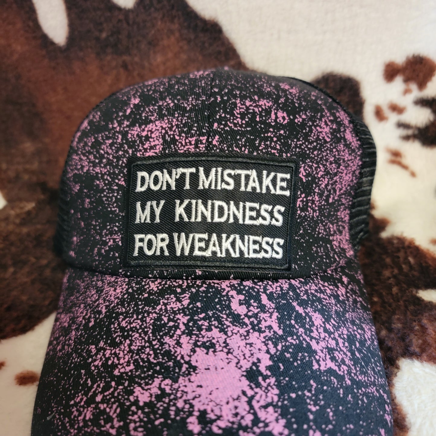 My Kindness Black Criss Cross Ponytail Patch Hat