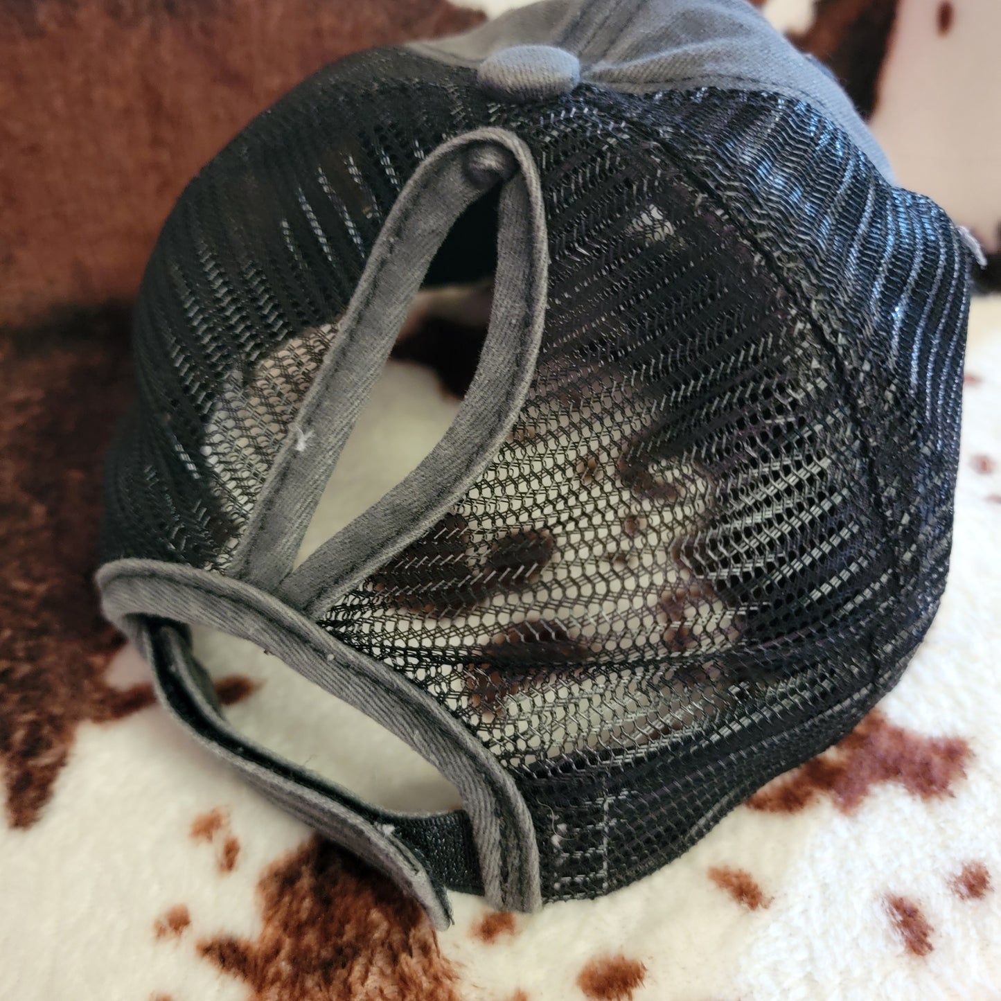 Born Country Bull Skull Distressed Patch Ponytail Hat