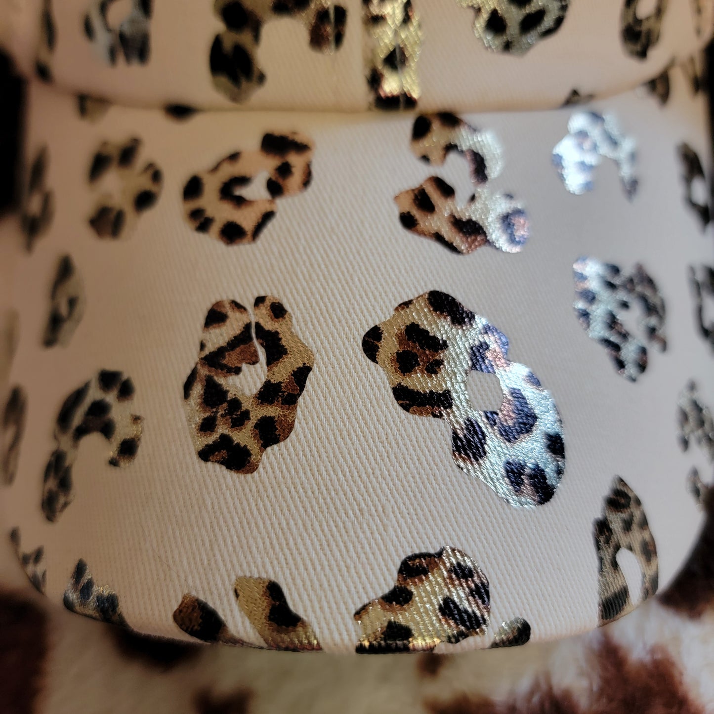 Animal Print Cream Criss Cross Ponytail Hat