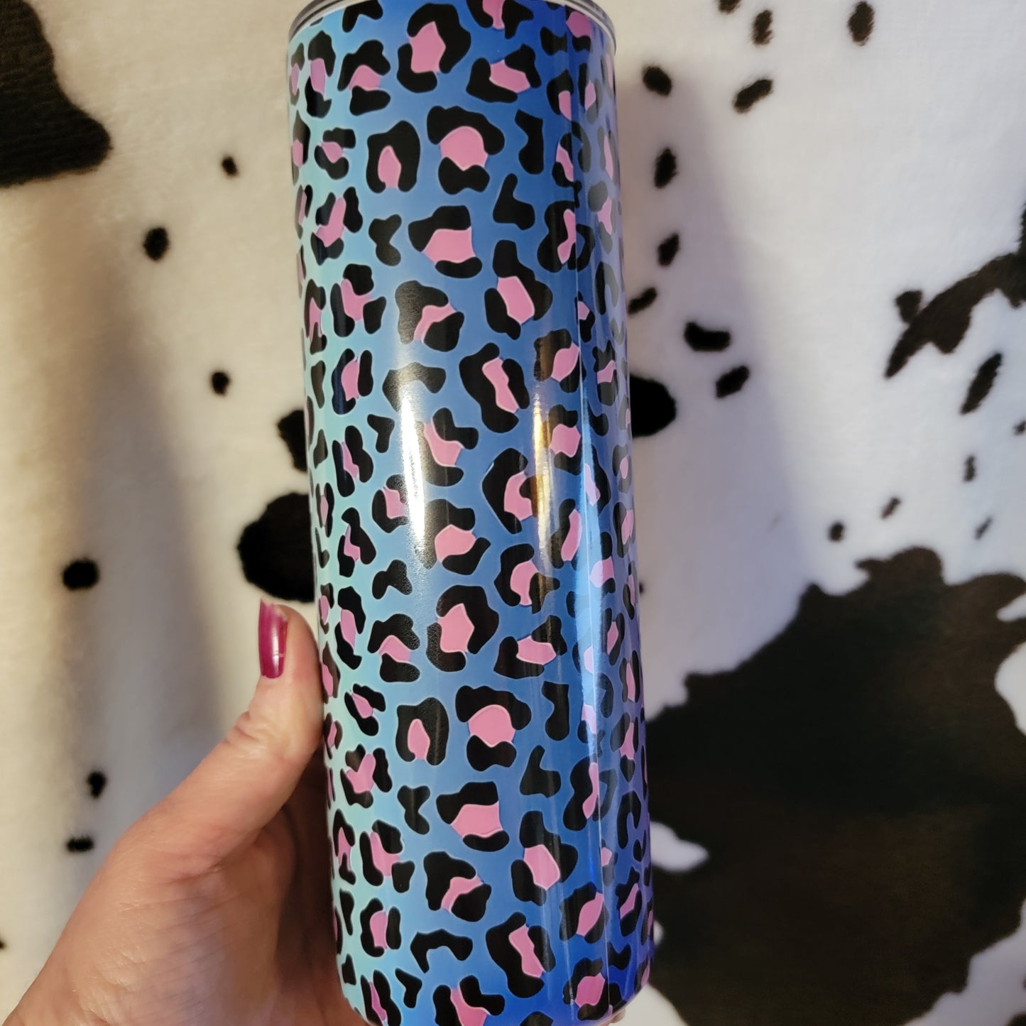 Mama Purple Animal Print Custom 20oz Skinny Tumbler