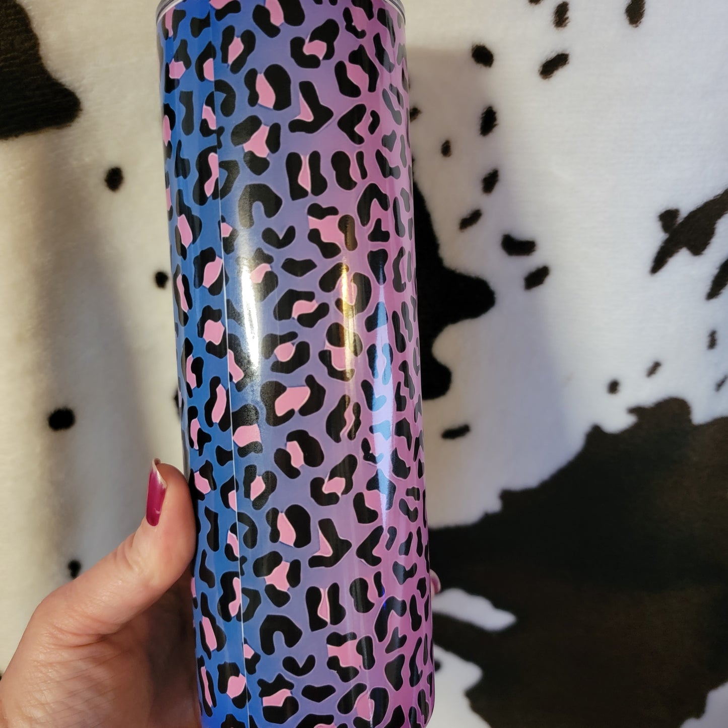 Mama Purple Animal Print Custom 20oz Skinny Tumbler