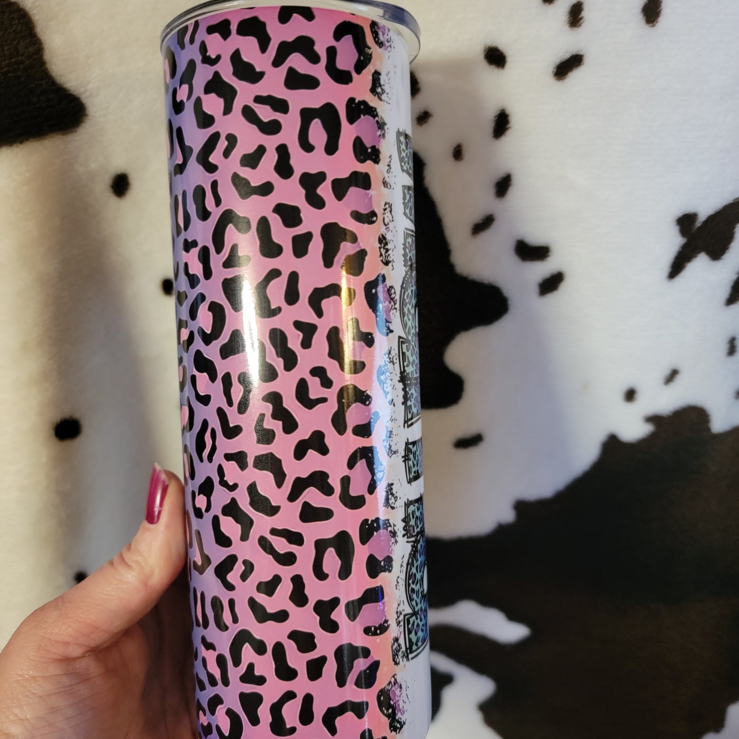 Mama Purple Animal Print Custom 20oz Skinny Tumbler