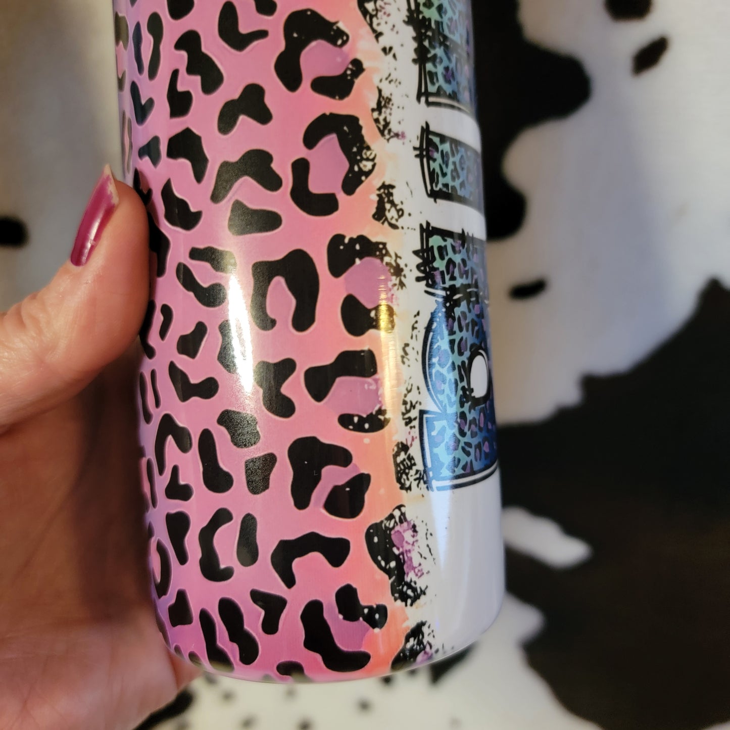 Mama Purple Animal Print Custom 20oz Skinny Tumbler