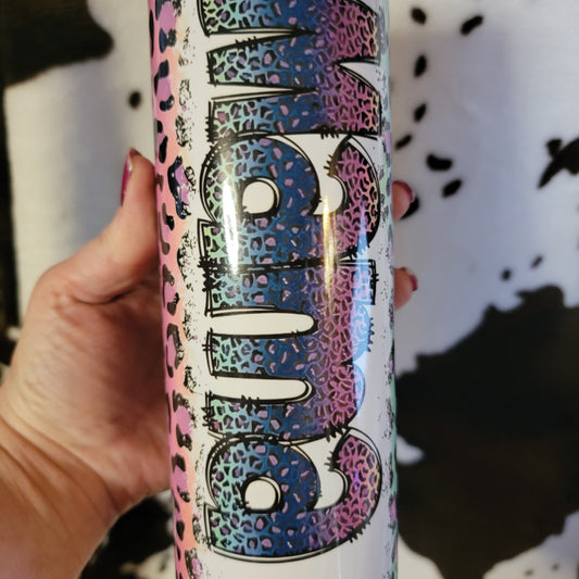 Mama Purple Animal Print Custom 20oz Skinny Tumbler