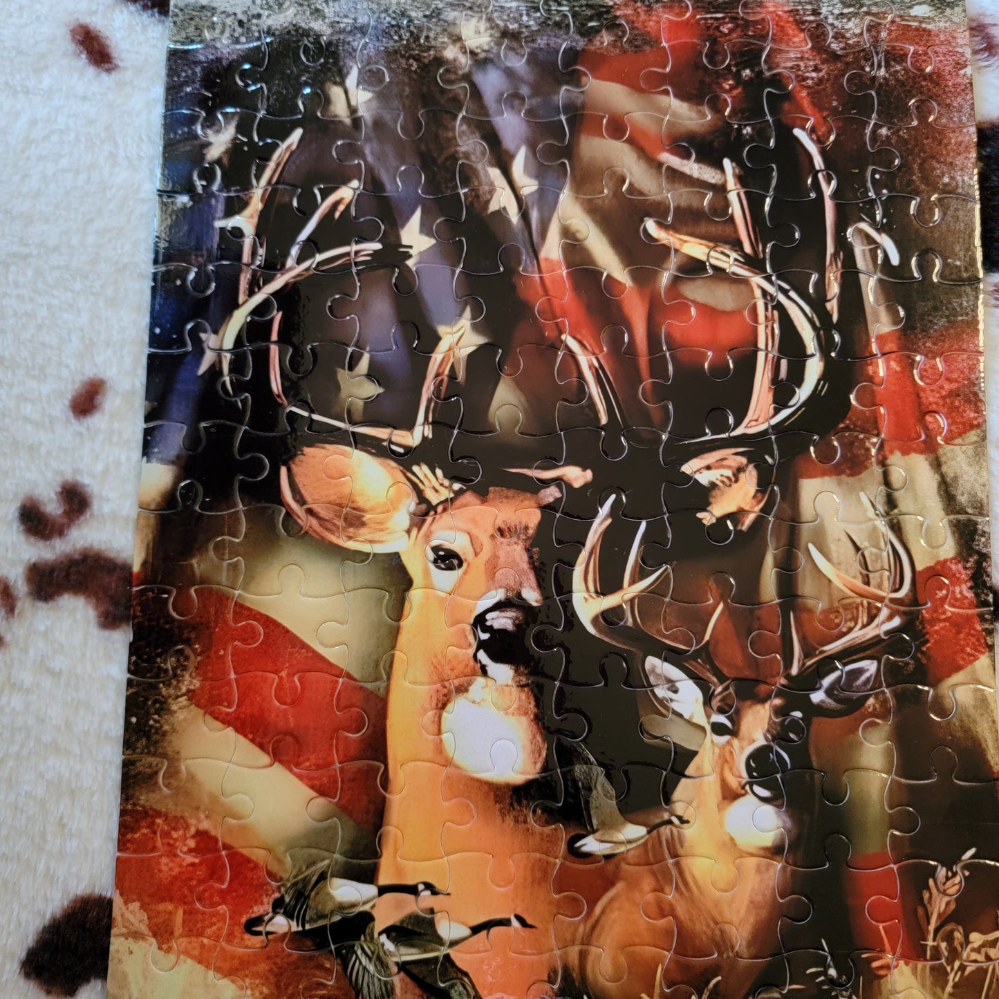 Deer USA Flag 120 PC Handmade Jigsaw Puzzle