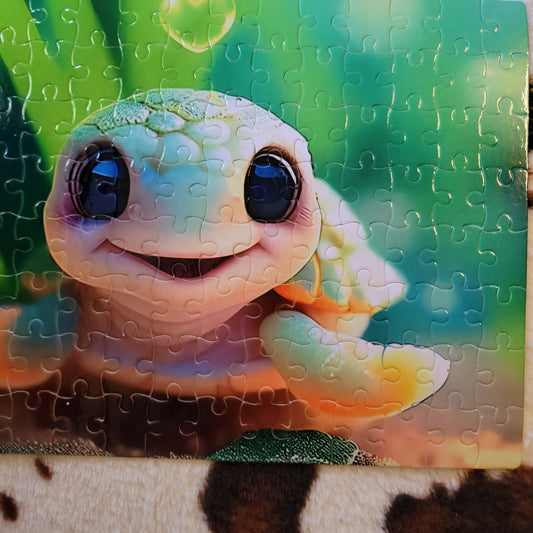 Baby Sea Turtle 120 PC Handmade Jigsaw Puzzle