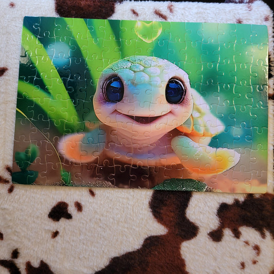 Baby Sea Turtle 120 PC Handmade Jigsaw Puzzle