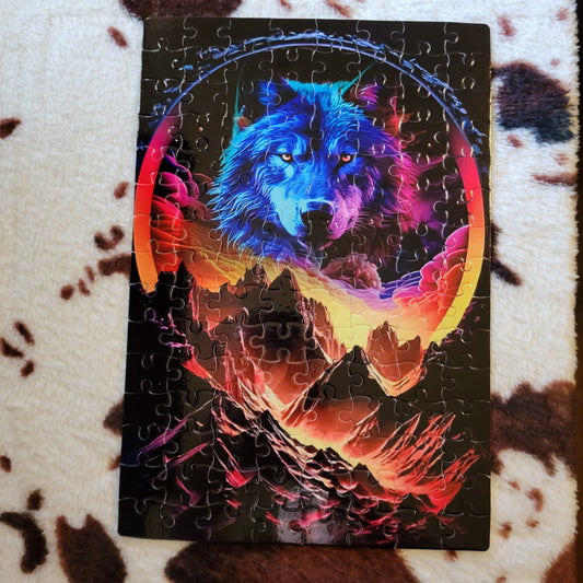 Neon Wolf 120 PC Handmade Jigsaw Puzzle