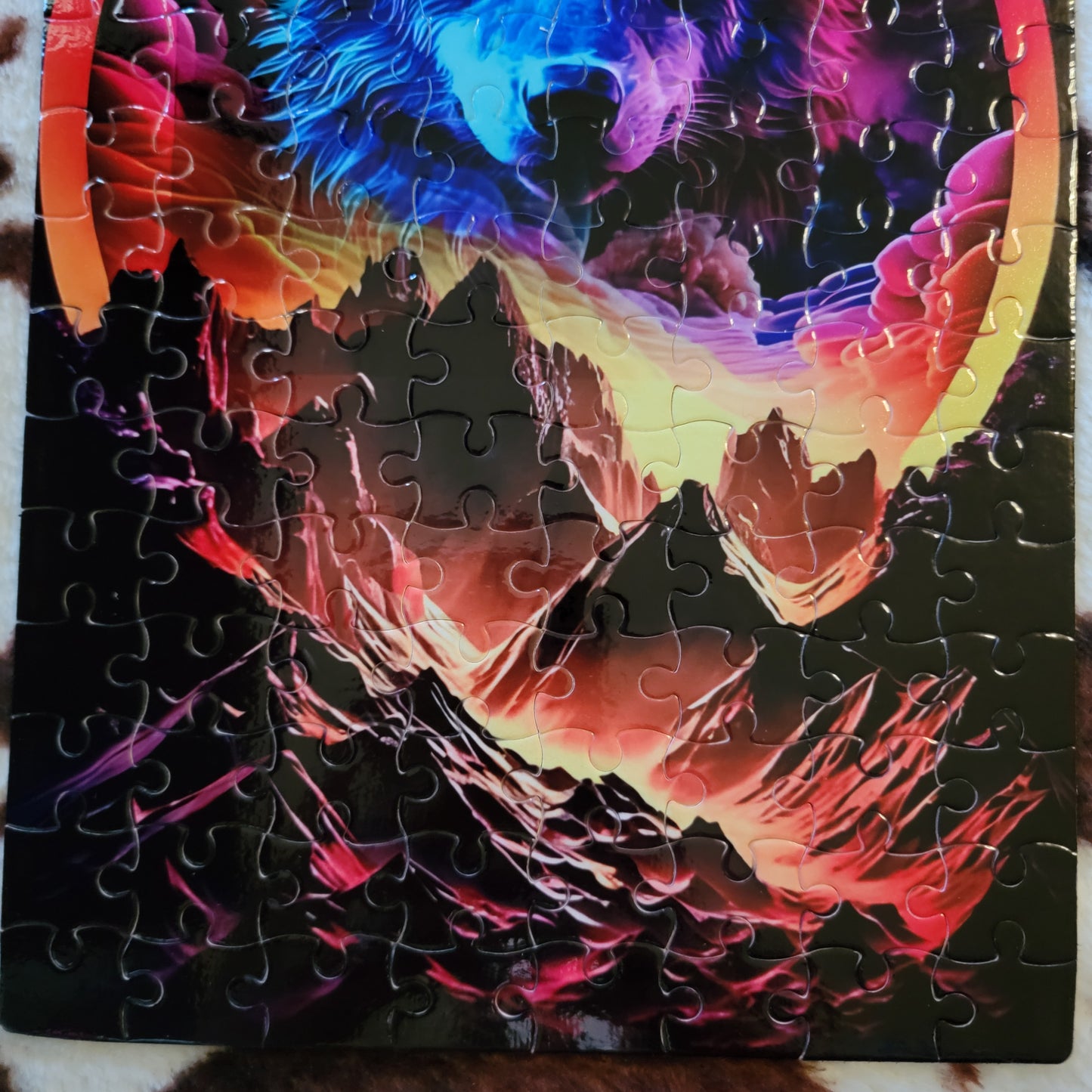 Neon Wolf 120 PC Handmade Jigsaw Puzzle