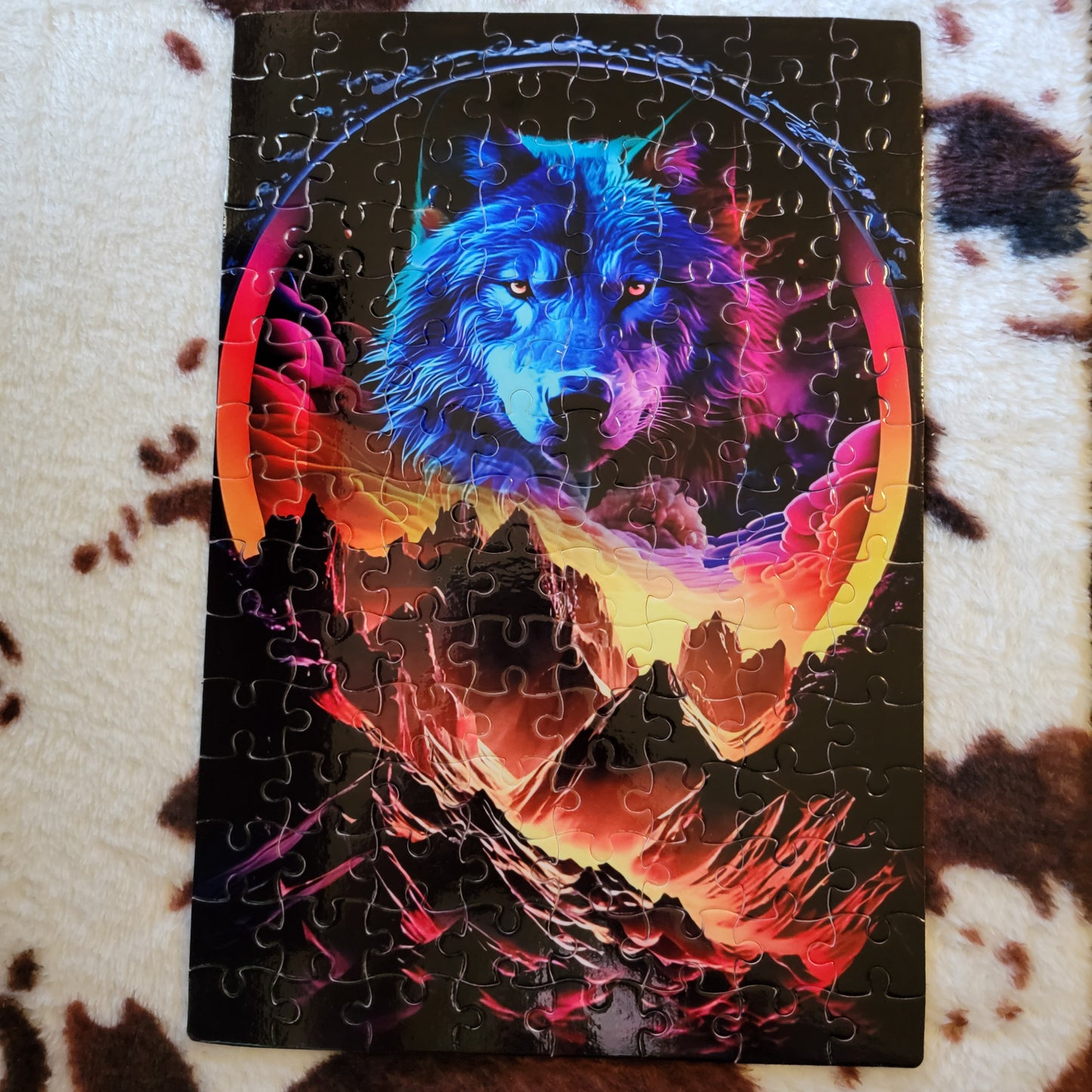 Neon Wolf 120 PC Handmade Jigsaw Puzzle