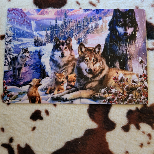 Wolf Pack Snowy 120 PC Handmade Jigsaw Puzzle