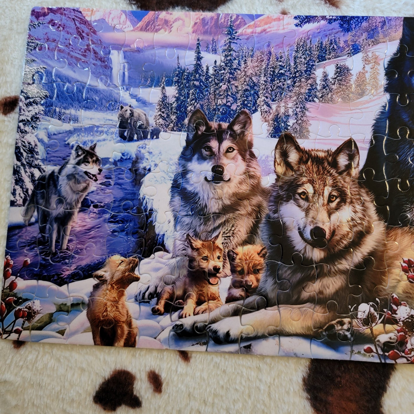 Wolf Pack Snowy 120 PC Handmade Jigsaw Puzzle