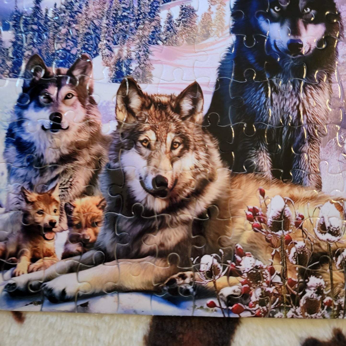 Wolf Pack Snowy 120 PC Handmade Jigsaw Puzzle