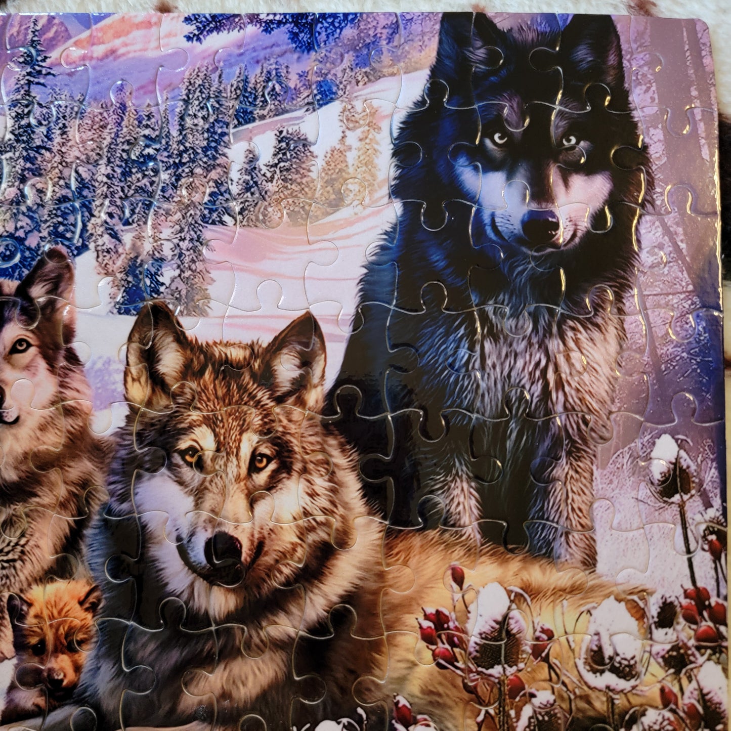 Wolf Pack Snowy 120 PC Handmade Jigsaw Puzzle