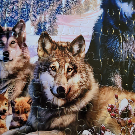 Wolf Pack Snowy 120 PC Handmade Jigsaw Puzzle