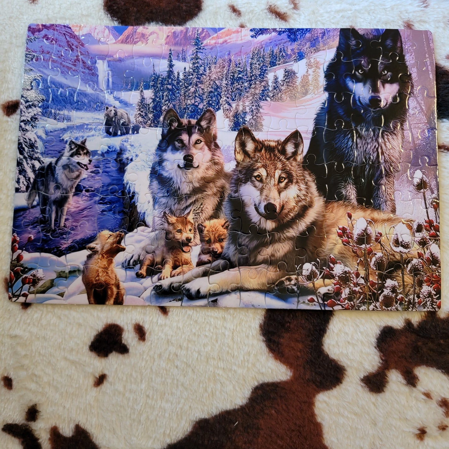 Wolf Pack Snowy 120 PC Handmade Jigsaw Puzzle