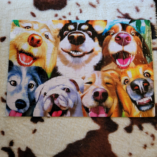 Laughing Dogs 120 PC Handmade Jigsaw Puzzle