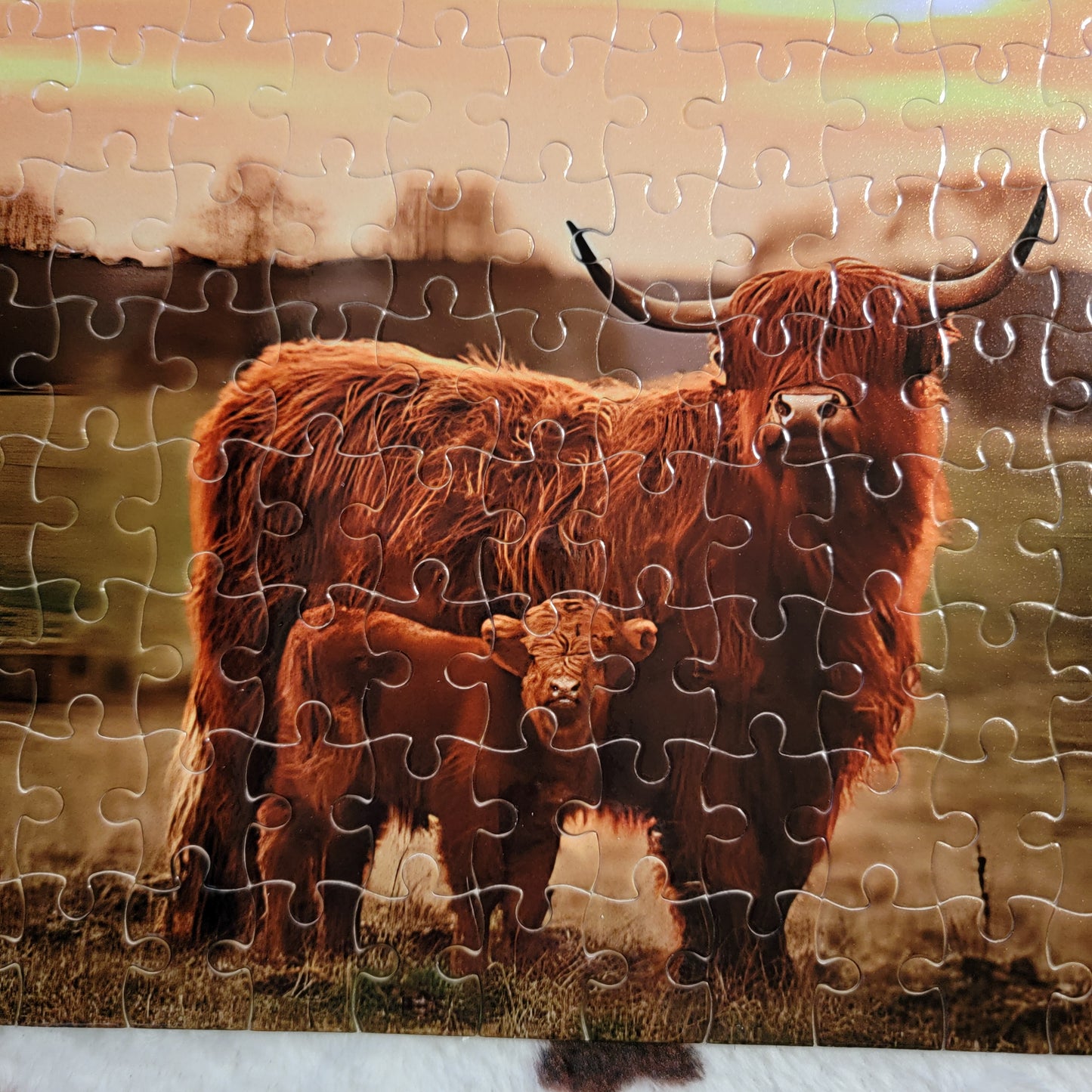 Mama Baby Highland Cow 120 Piece Handmade Jigsaw Puzzle