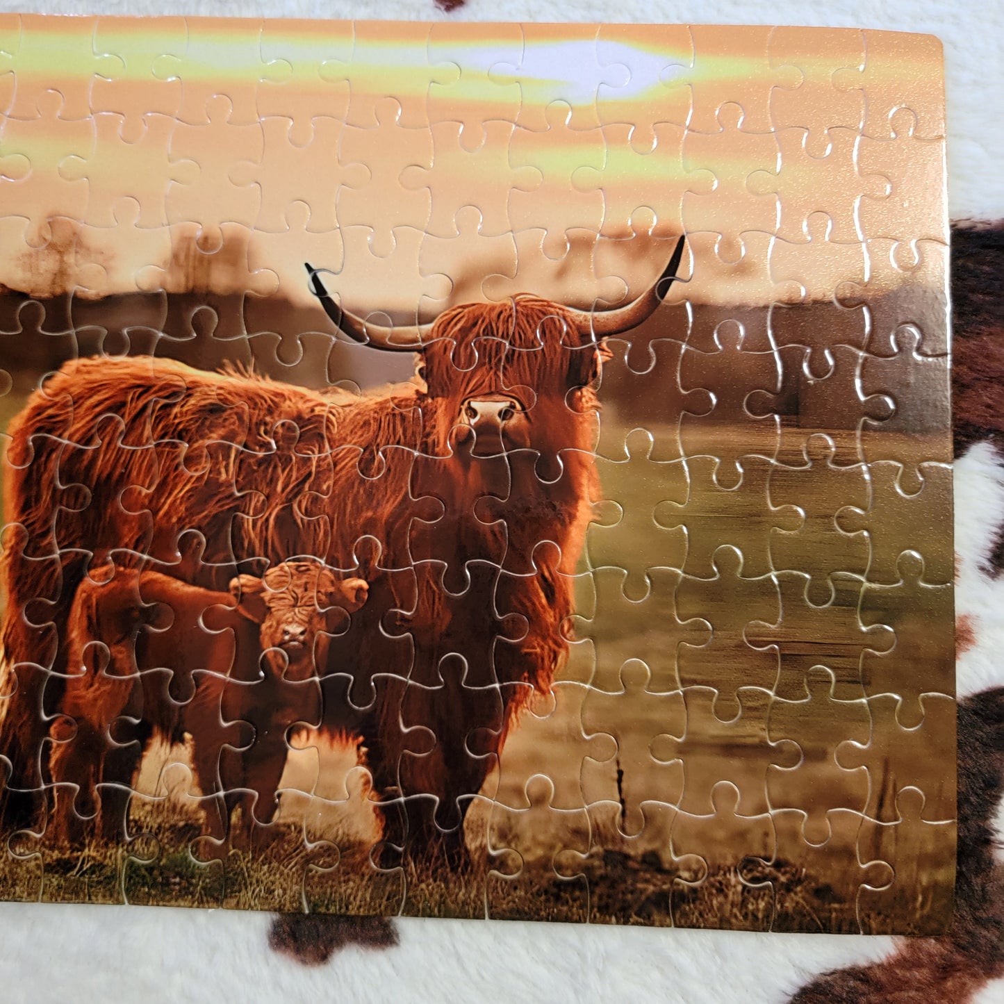 Mama Baby Highland Cow 120 Piece Handmade Jigsaw Puzzle