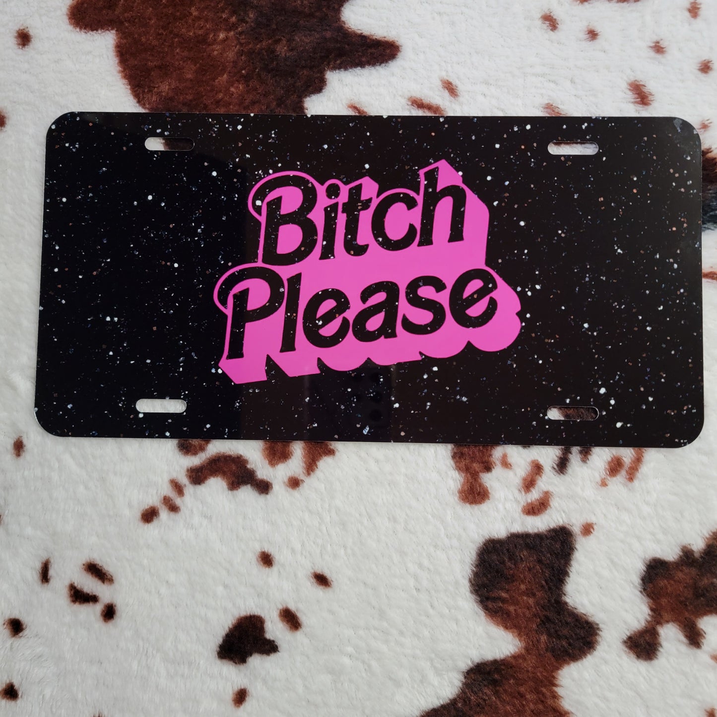 Pink Black Funny Custom Handmade Car Tag License Plate