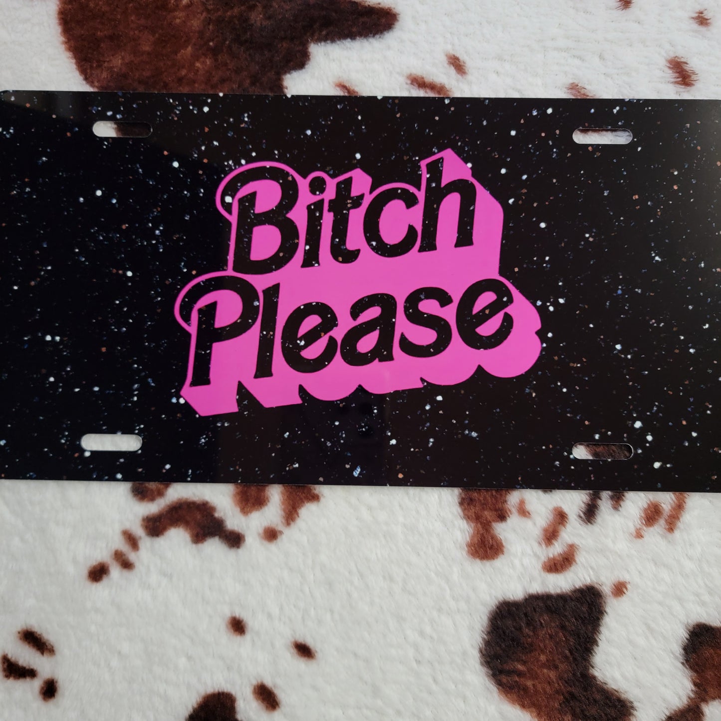 Pink Black Funny Custom Handmade Car Tag License Plate