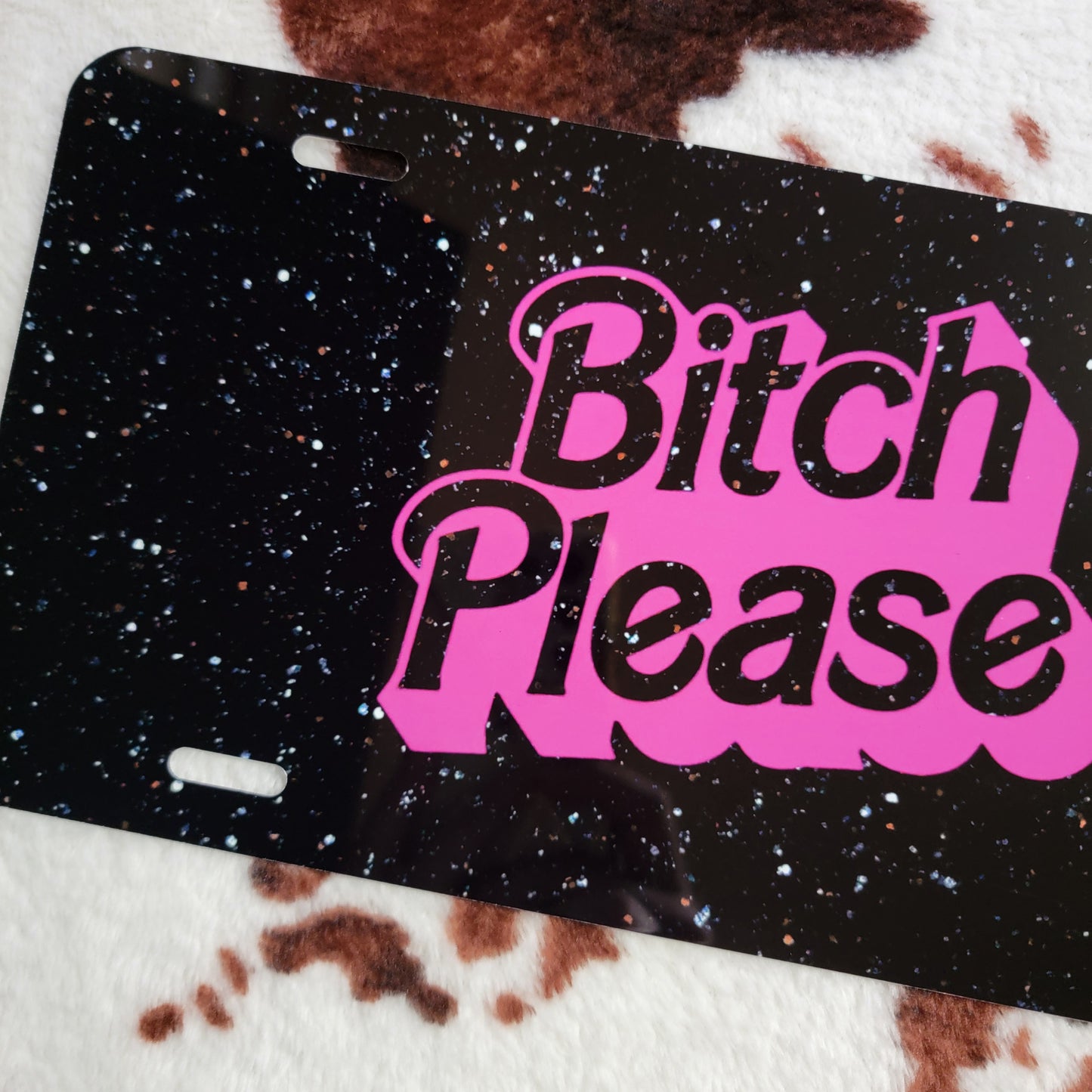 Pink Black Funny Custom Handmade Car Tag License Plate