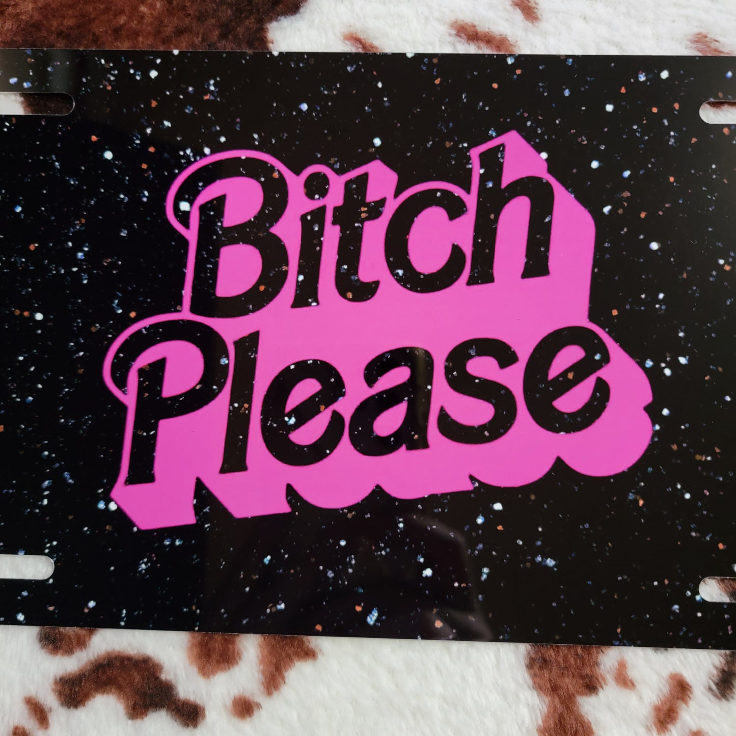 Pink Black Funny Custom Handmade Car Tag License Plate