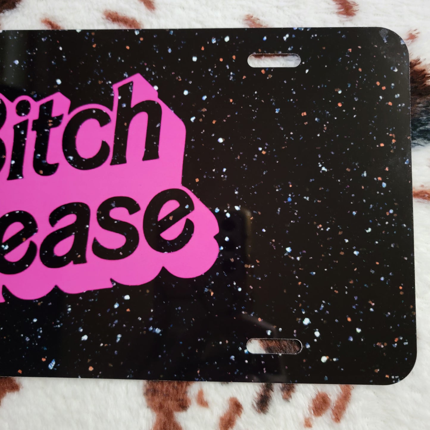 Pink Black Funny Custom Handmade Car Tag License Plate