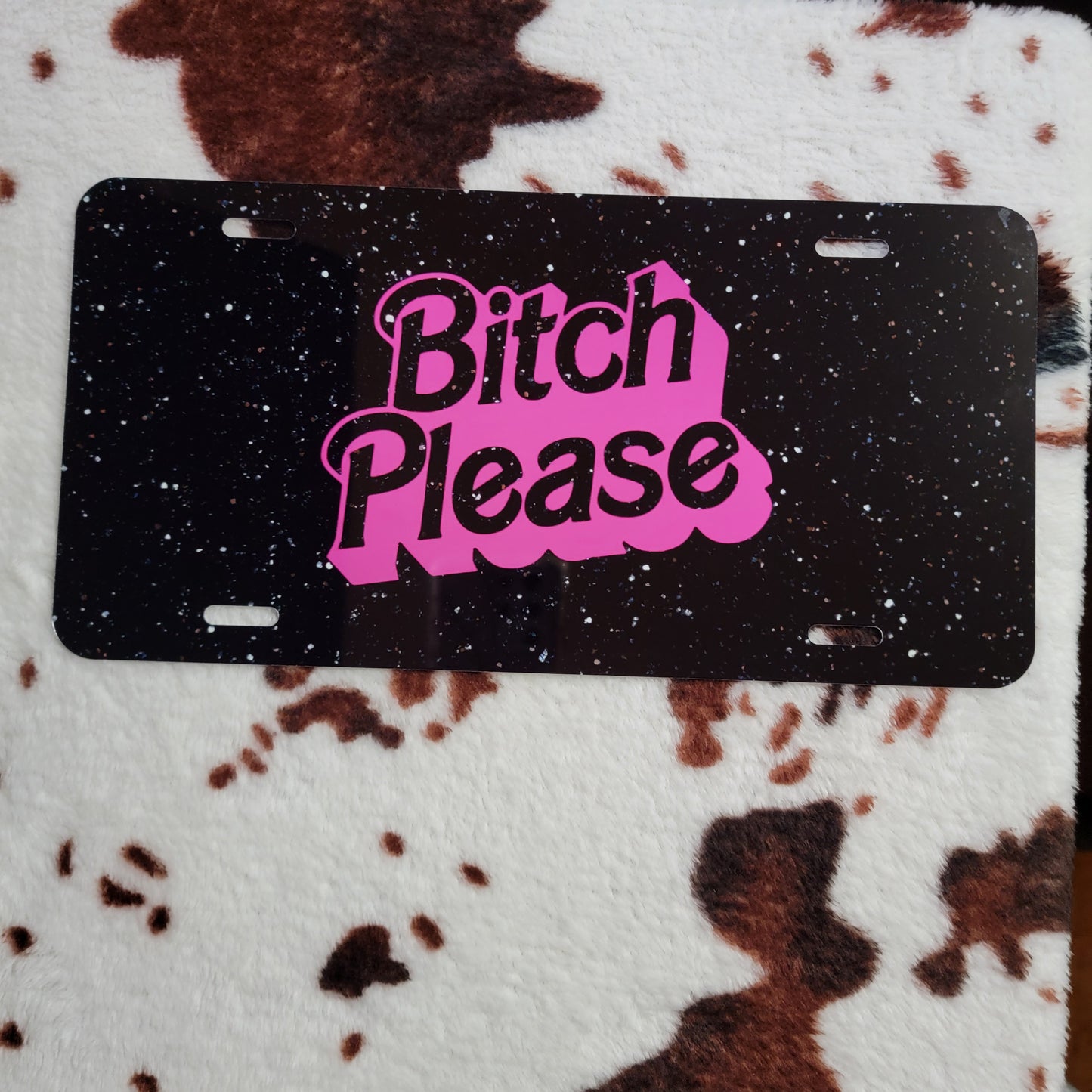 Pink Black Funny Custom Handmade Car Tag License Plate