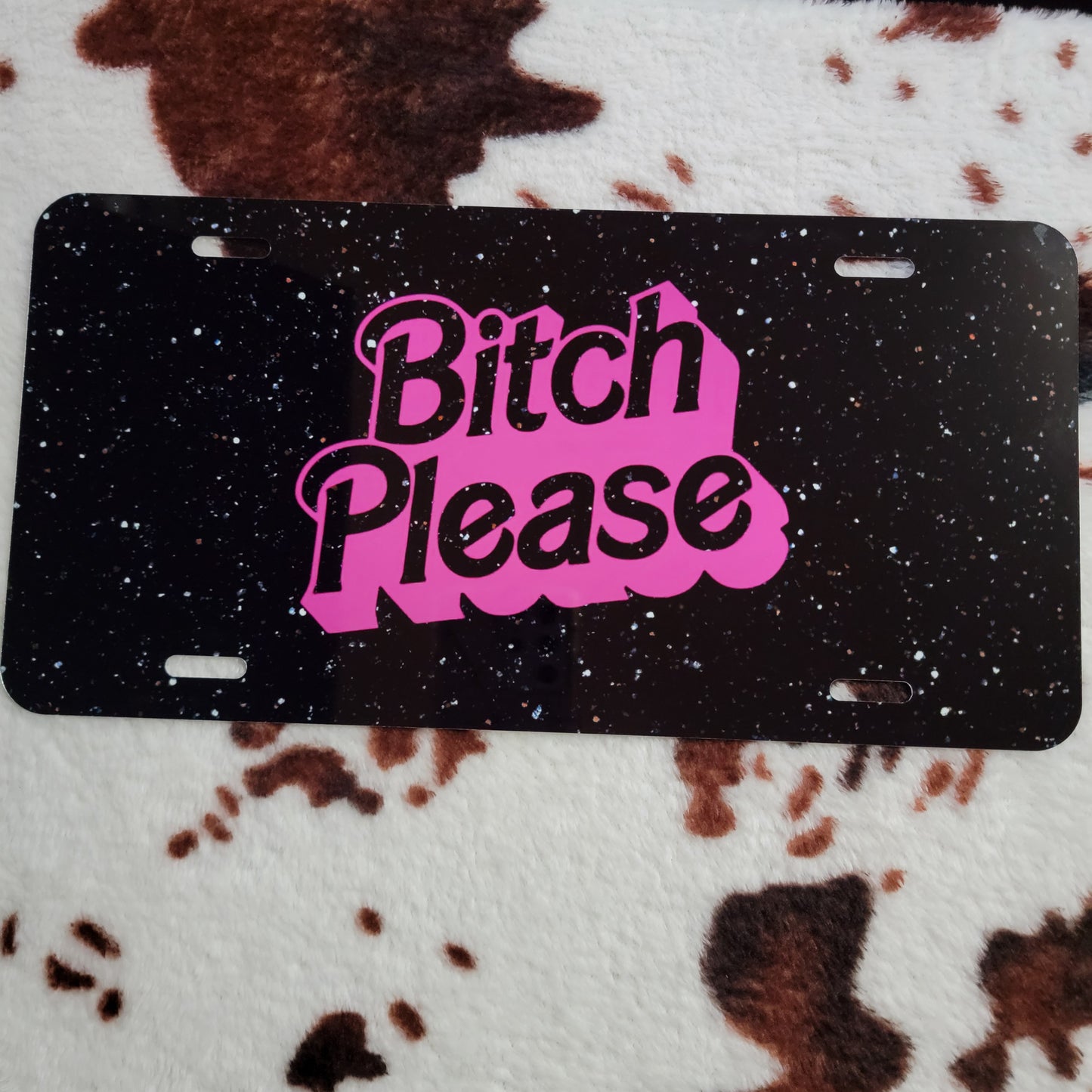 Pink Black Funny Custom Handmade Car Tag License Plate