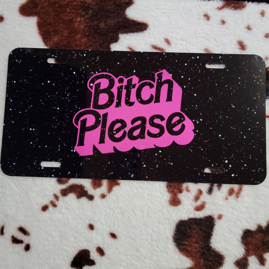 Pink Black Funny Custom Handmade Car Tag License Plate