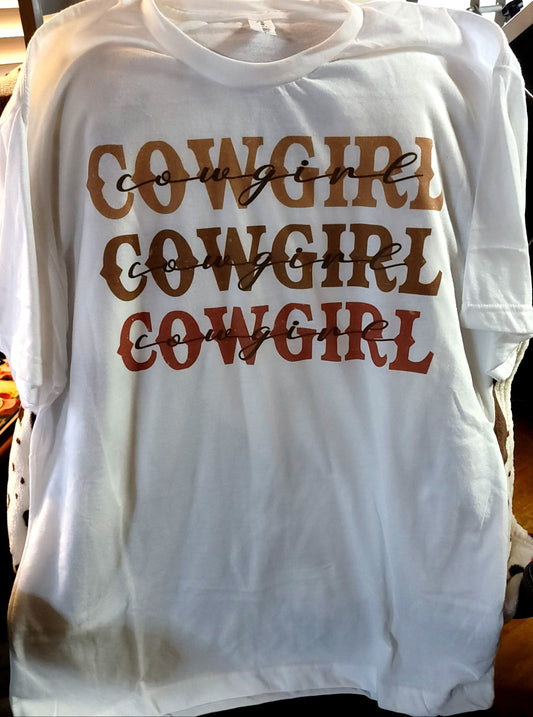 Cowgirl Western White T-Shirt Short Sleeve Graphic Tee