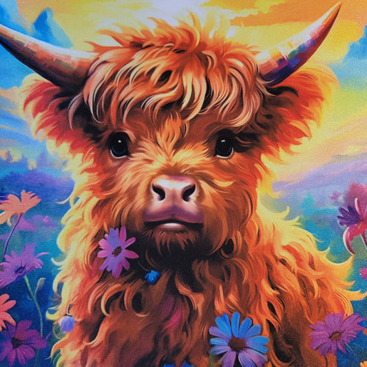 Highland Baby Cow Floral Mouse Pad